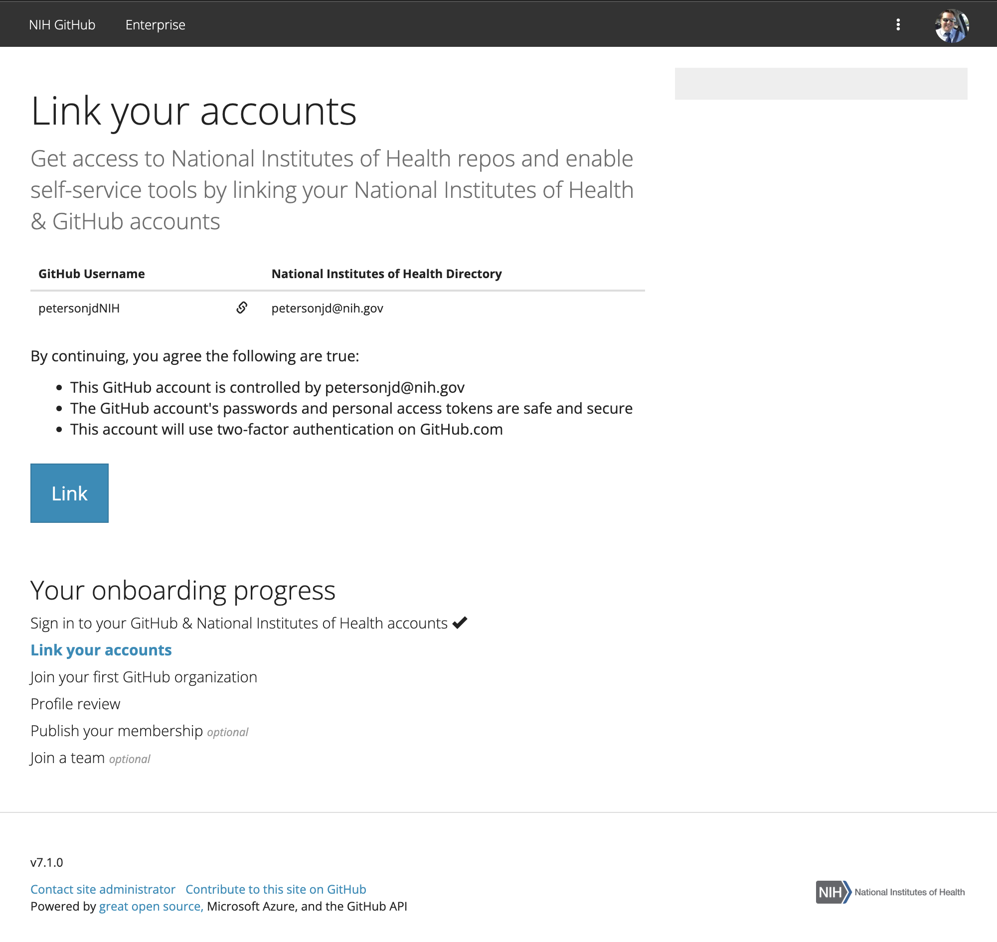 nih github management portal link